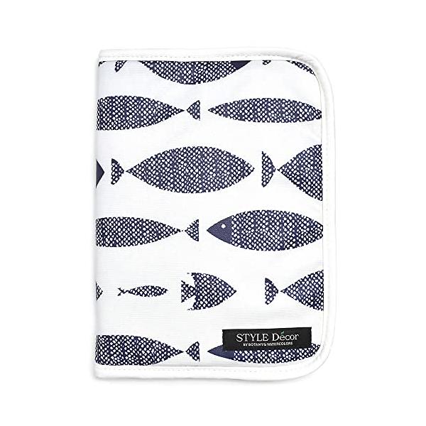 他サイト： スタイルデコール(STYLE Decor) 母子手帳ケース マルチケース 人気 ファスナー 通帳 お薬手帳 マリン ネイビー さかな フィッシュ W0の商品画像