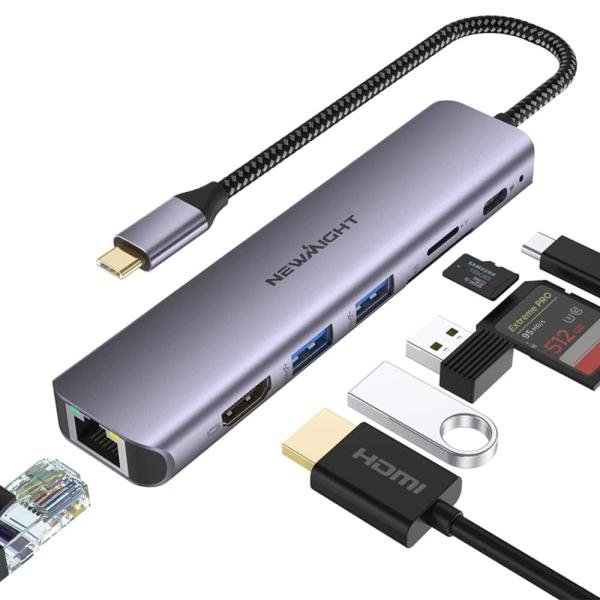 他サイト： USB C ハブ 7-in-1アダプタ lan hdmi type-c ドッキングステーション ギガビットイーサネット Type-C PD 100Wの商品画像