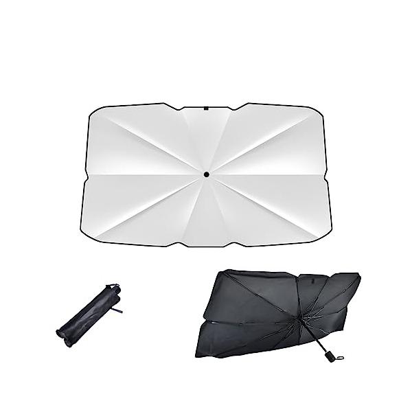 【ご購入後の当店からの連絡はご登録のメールアドレスに通知いたします。必ずご確認ください】【商品概要】【傘型デザイン・遮光断熱】：新しいスタイルの車用サンシェード、伝統的なサンシェードとは異なり、本製品は骨組みに工夫を凝って頑丈な黒鋼骨製の十...