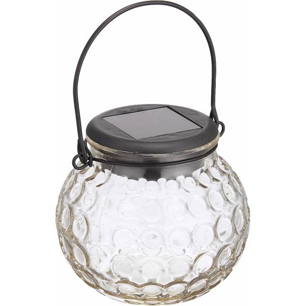 【ご購入後の当店からの連絡はご登録のメールアドレスに通知いたします。必ずご確認ください】【商品概要】ソーラーLED付きのガラスランタン♪昼は充電、暗くなったら自動で点灯します。（充電時間約6?8時間程度）吊るして飾れば、ランタンの優しい光を...