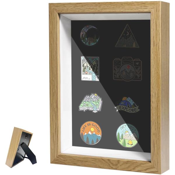 【ご購入後の当店からの連絡はご登録のメールアドレスに通知いたします。必ずご確認ください】【商品概要】●製品名前：額縁式ピンバッジ展示用コレクションケース。●素材：フェルト、木、金属、アクリル。●スタイル・サイズ：原木・19.5*14.3cm...