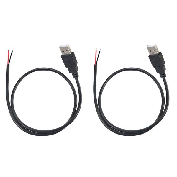 SZSL 2本 USB延長ケーブル 充電用 2芯ケー ブル オス USB電源ケーブル50cm 2A 5V U SB切りっぱなし ケ ーブル