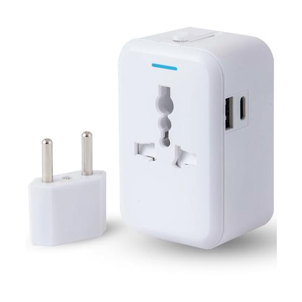 他サイト： Calches 海外 変換プラグ 全世界対応 【経済産業省承認】 コンセント Cタイプ SE マルチ変換プラグ 2USBポート (ホワイト)の商品画像