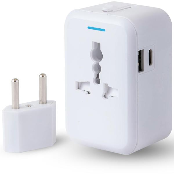 他サイト： Calches 海外 変換プラグ 全世界対応 【経済産業省承認】 コンセント Cタイプ SE マルチ変換プラグ 2USBポート (ホワイト)の商品画像