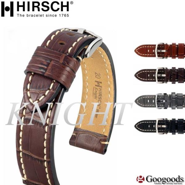 HIRSCH/ヒルシュ KNIGHT/ナイト 20mm/22mm/24mm 耐水 アリゲーター型押