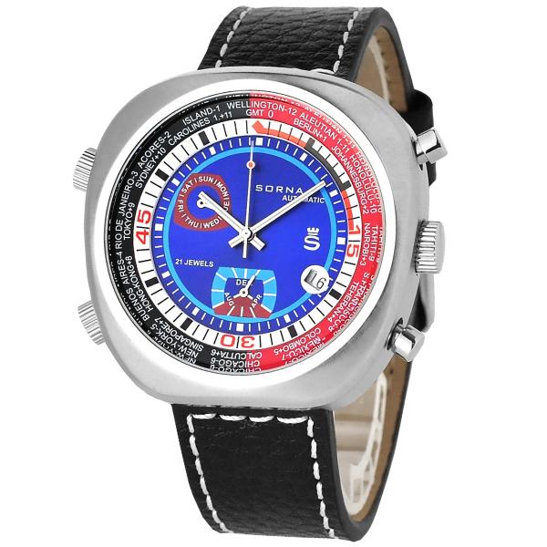 SORNA希少トリプルカレンダー自動巻き時計　新品　稼働品 googoods_t23766-blue