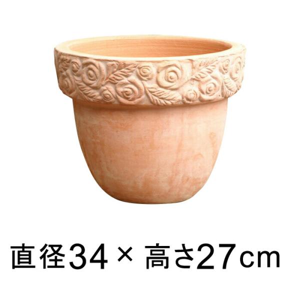 植木鉢 おしゃれ ローズ柄 ふち厚 Hm白粉 素焼き鉢 テラコッタ 鉢 34cm 12リットル Hm28 植木鉢 鉢カバー専門店グーポット 通販 Yahoo ショッピング