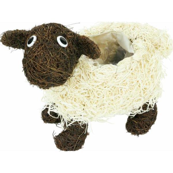 オーナメント 置物 インテリア 小物入れ かわいい 動物 羊 ひつじ全長25cm　高さ21cm　幅13cm背中の穴のサイズ直径7cm　深さ6cm天然素材で作られた可愛い動物のバスケット観葉植物やお花の鉢などを入れたりしてお部屋やお庭のワンポ...