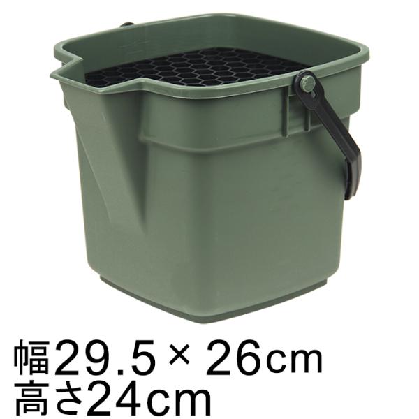 バケツとトレー 水やり革命 水やりがラクになるセット 四角 バケツ モスグリーン 10リットル ドレイニングトレイ プラスチック 水切り トレー