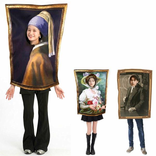 【送料無料】 おもしろ コスプレ 名画 絵画 顔抜き ハロウィン 面白い 面白 額縁 大人用 爆笑 アート 衣装 仮装 宴会 余興 ネタ ウケる