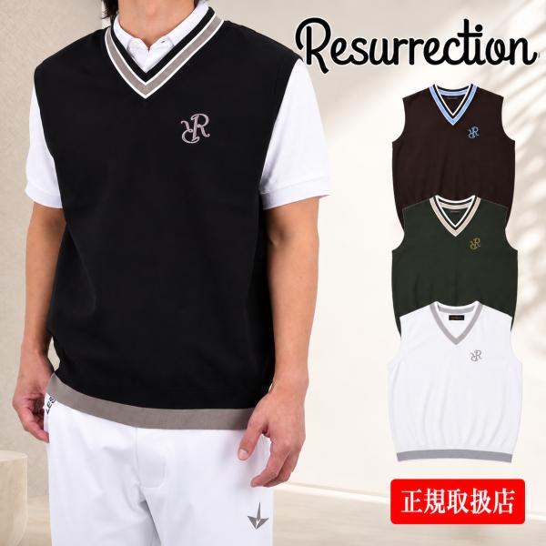 【26AW】Resurrection レザレクション HALF GM V KNIT VEST / バックシャンデザイン Vネック ニットベスト スポーツ アウター正規品 S-L BF34KNVS01