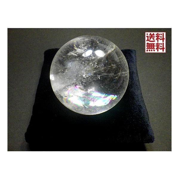 レインボークォーツ 天然水晶 57ミリ丸玉 台座付き アイリスクォーツ