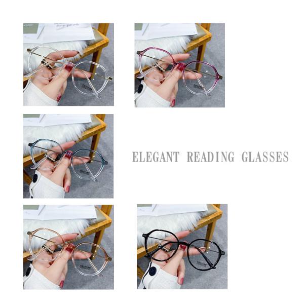 色がとにかくおしゃれ。フレームの太さとカラーリングが絶妙です。少し大きめかな？品があります。色は５色。ブラック・クリア・ブルー・ブラウン・パープル。老眼鏡と言わなければ、ファッショングラスにしか見えません。レトロなデザインがお洒落です。作り...