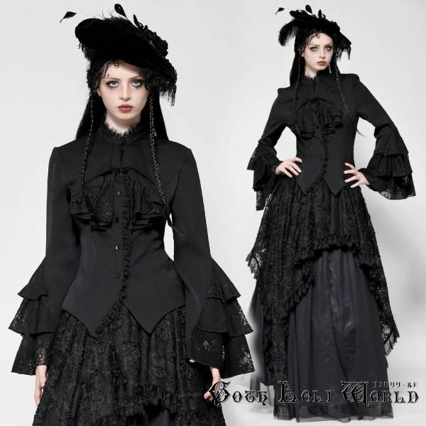 ゴスロリワールド IW121 ダークロリータ フリル姫袖 ブラウス