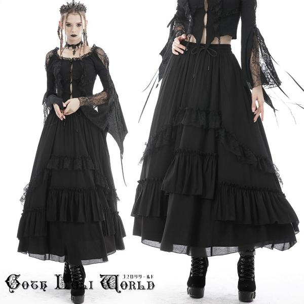 ゴスロリワールド KW216 ゴスロリファッション レースフリル ロング