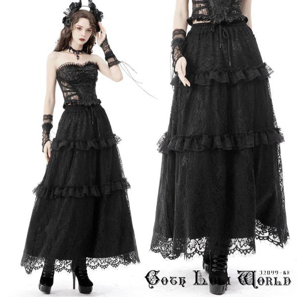 ゴスロリワールド KW227 ゴスロリファッション レースフリル ロング
