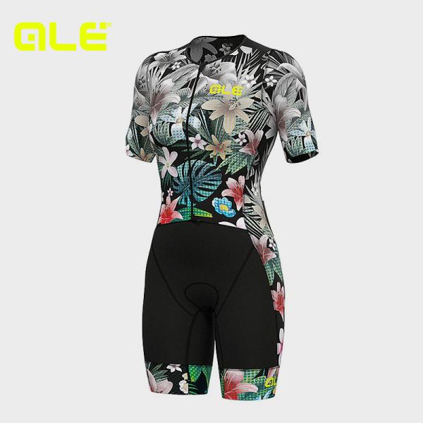 ALE(アレ)トライアスロンスーツ サイクルパンツ 半袖 夏 レディース [トライアスロンウェア] パッド付き(SARTANA W TRI UNITARD/22206462/GREEN)