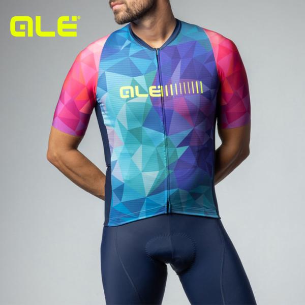 ALE(アレ)サイクルジャージ 半袖 夏 メンズ [UPF50+ リサイクル素材 柄