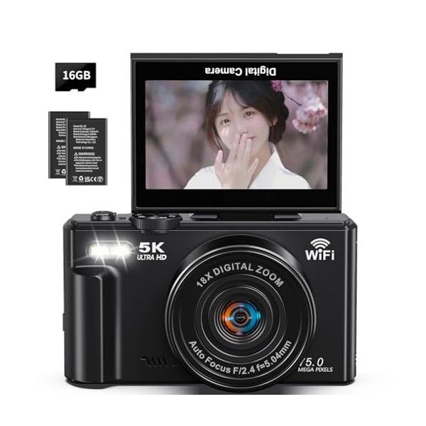 デジタルカメラ5K動画7500万画素デジカメスマホに送れるWIFI転送機能