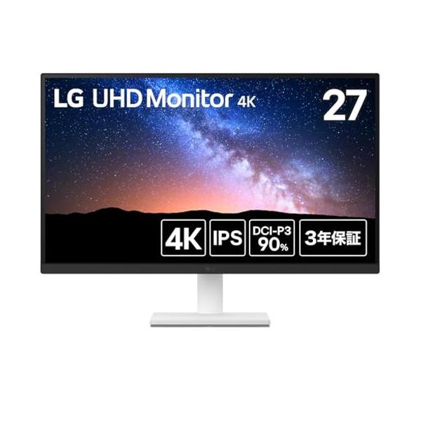 【美品】LG 27US500-W 4kディスプレイ 本体 超美品 LGモニターディスプレイ27US500-W27インチ/4K(3840x2160)/IPS/約10.7億
