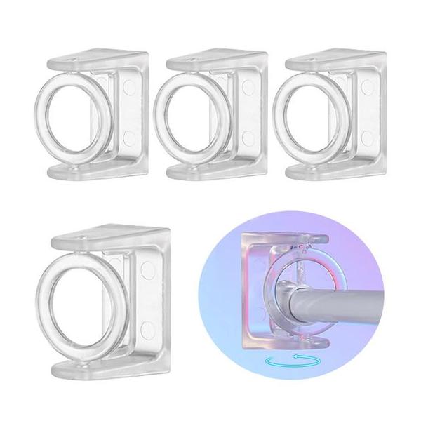 Forahome突っ張り棒支えリングブラケット4個入り強力粘着穴開け不要リング360度回転可能使いやすいつっぱり棒のずれ落ち防止シャワーカーテン突っ張