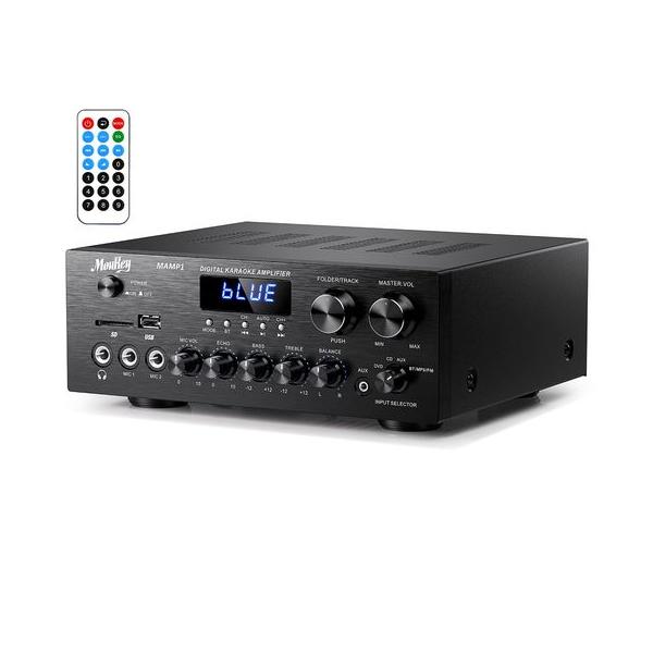 Moukeyパワーアンプシステムマイクミキサー220WBluetooth対応デュアル
