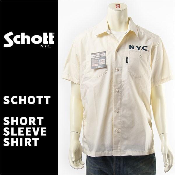 schott ワークシャツ　刺繍 Schott N.Y.C シャツ BARBER EMB バーバーロゴ刺繍 ワークシャツ