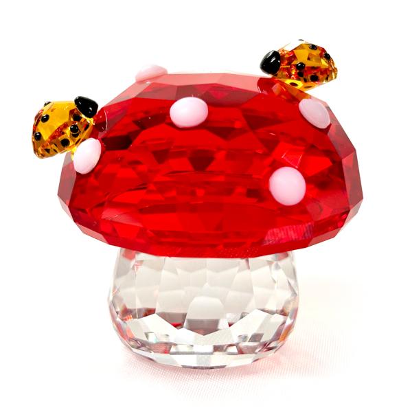 美品　スワロフスキー SWAROVSKI 花とテントウムシ オブジェ 置物 SWAROVSKI スワロフスキー 花とテントウムシ オブジェ 置物