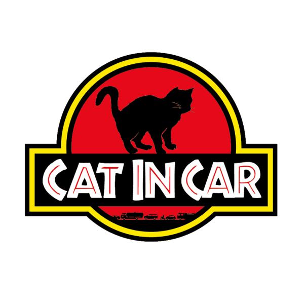 猫 CAT IN CAR 立ち姿 ネコ ステッカー ジュラシックパーク 風 猫が乗ってます キャットインカー 車 シール映画 パロディ ねこ 車用シール