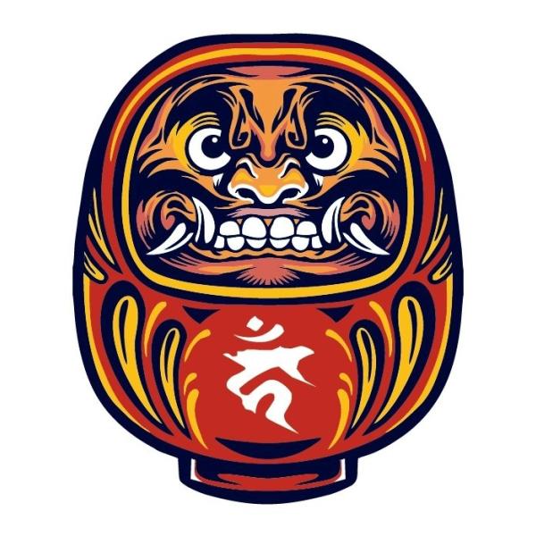神社風の御守りステッカー！達磨大師バージョン！ 達磨大師（だるまさん）のおなかには不動明王の梵字・カーンが入っております。厄除け・開運吉祥の功徳があるとされています。SIZE：w104mm×h125mm 耐水・耐久性ありますので車やバイク、...
