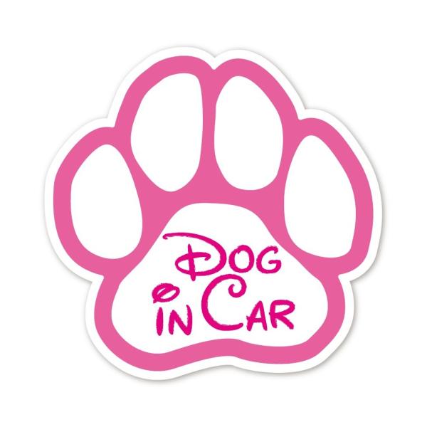 DOG IN CAR ステッカー 肉球 ピンク 犬が乗ってます ドッグインカー ワンちゃん 犬 足跡 車 シール