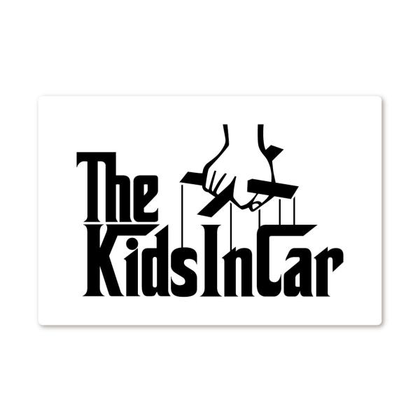 KIDS IN CAR ステッカー ゴッドファーザー風 白地×黒文字 子どもが乗ってます キッズインカー 車 シール 映画 パロディ