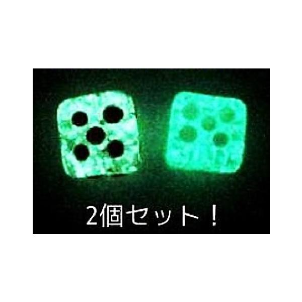 蓄光ガラス ダイス サイコロ 2個セット 10mm角 ブルー＆ピンク 蓄光 夜光 光る グリーン発光