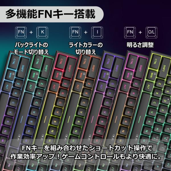 MageGee Mini 60%�Q�[�~���O�L�[�{�[�h RGB�o�b�N���C�g 61�L�[ TS91 �R���p�N�g�L�[�{�[�h ���� �R�X�p  �L���L�[�{�[�h US�z�� ���i�摜4