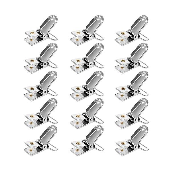 仕様：ワンタッチクリップ15個入。カラー：銀色。サイズ：36mm*28mm。材質：ステンレス。使いやすい：軽い力で開け閉めできるフィッシュクリップ丸テープと平テープ用です、開け閉め便利です。デザイン：力強いタイプで、しっかり挟みできます。角...