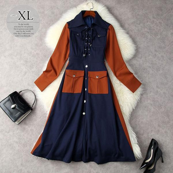 今日一番安い 長袖 襟付き 母親 Cmt68 女子旅 切り替えデザイン 個性的 ワンピース リゾート ポケット デート ツートン キレイ目 ガーリー きれいめ お出かけファッション Fzasf メーカー供給 Www Jasonevlambios Com