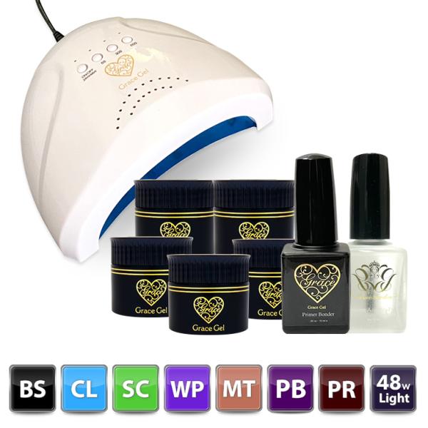 商品詳細商品名 グレースジェル超よくばり+アシッドレスプライマー+プライマーボンダー＋48Wライトトセットセット内容 グレースジェルベース15ml×1グレースジェルクリア15ml×1 グレースジェルスカルプチュア15ml×1 グレースジェル...