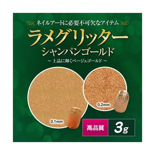 【ゆうパケット対象商品】高品質ラメグリッター 3g シャンパンゴールド【C50】