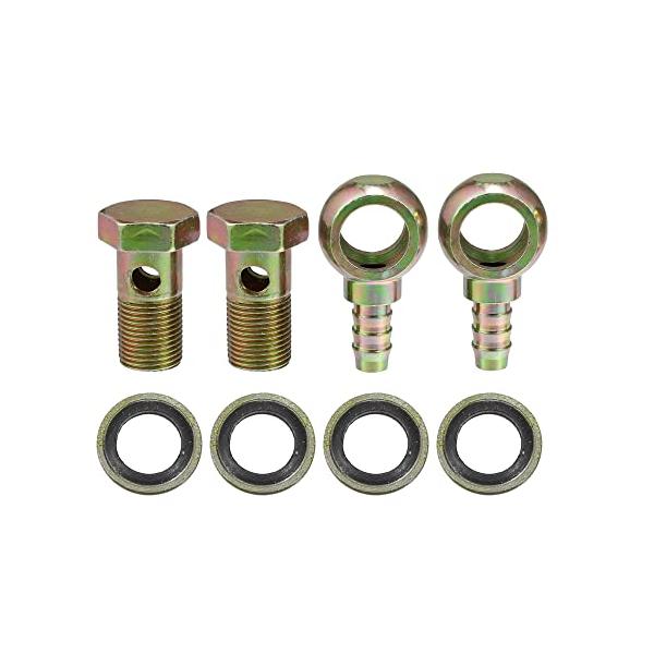 A ABSOPRO バンジョーボルト M18x1.5 12 mm バンジョーホース バーブボルト継手 ブレーキライン継手 アダプター フィッティング 銅ワッシャー付き バイク用 車用