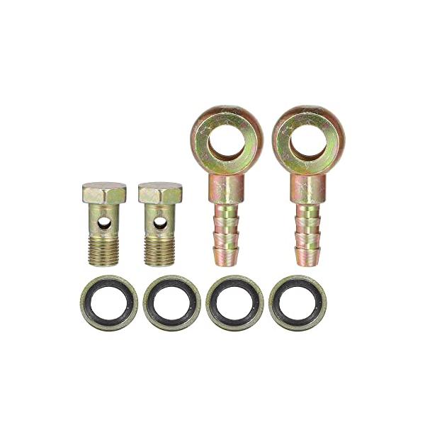 A ABSOPRO バンジョーボルト M10x1 8 mm バンジョーホース バーブボルト継手 ブレーキライン継手 アダプター フィッティング 銅ワッシャー付き バイク用 車用 2
