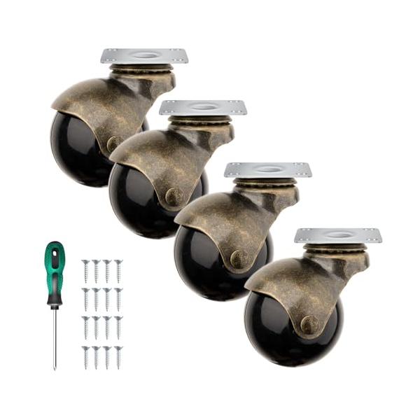 ボールキャスター 4個セット 椅子交換用 50mm 耐荷重200KG 家具 、ソファ、キャビネット、椅子適用 硬質PP製