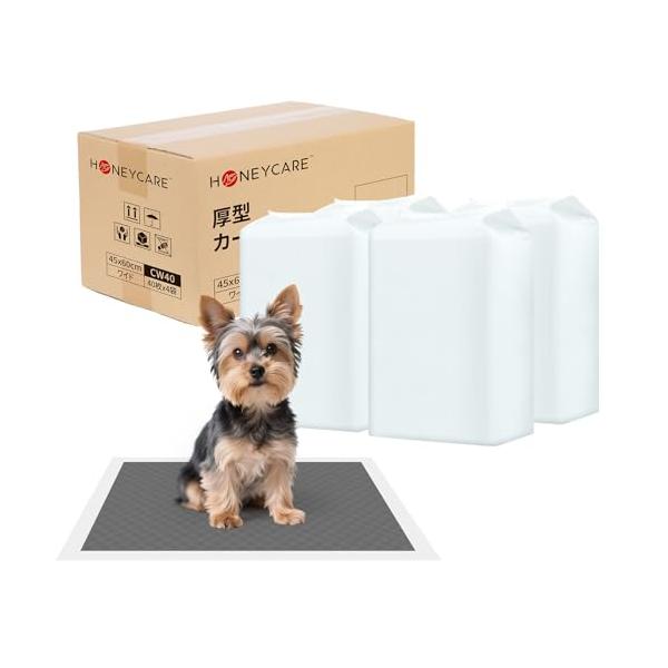 HONEYCARE ペットシーツ 中厚型 炭入り消臭 カーボンシート 足ヌレ防止 犬用 猫用 トイレシート ワイド 40枚*4袋 160枚入り
