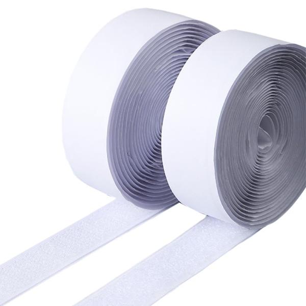 DERRON 強力 粘着マジックテープ 2 巻セット オス メス各 1 巻 1 巻あたり 20mm*3m 強粘着 防水 耐熱 網戸 車 DIY 家庭 業務 工業用 ホワイト