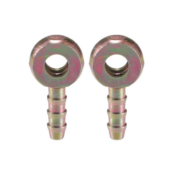 A ABSOPRO ユニバーサルバ ンジョーボルト6mm IDバ ンジョーボルトホースバーブフィッティングアダプター オートバイカーメタルブロンズ色 2個セット