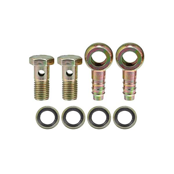 A ABSOPRO バンジョーボルト M12x1.5 12mm バンジョーホース バーブボルト継手 ブレーキライン継手 アダプター フィッティング 銅ワッシャー付き バイク用 車用