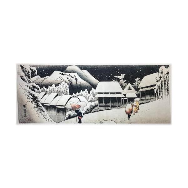 歌川広重 蒲原 夜之雪 古今東西 浮世絵 手ぬぐい サイズ 約90cm 35cm 国産 日本手ぬぐい 特岡 綿100％ 季節 冬 柄 浮世絵グッズ 和装小物 インテリア雑貨 小物