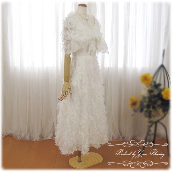 ウェディングドレス 二次会 白 ミモレ丈 アンクル丈 フェザーモチーフ ウエディングドレス Weddingdress 花嫁ドレス Gcd Gcd グレースシトラスys 通販 Yahoo ショッピング