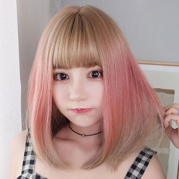 フルウィッグ ピンク普段使い 超自然 スモーキー セミロング 小顔 レディース グラデーション Lolita Bobo ボブ かつら エクステ Dp028x1 グレースショップ 通販 Yahoo ショッピング
