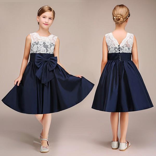 子供ドレス ピアノ発表会 ミディアム丈 ネイビー レース 上品 女の子 夏 タンクワンピ Prettyfunnyballoons Com