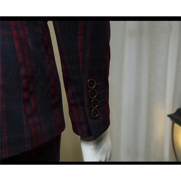 ツーピース セレモニースーツ ダブルブレストスーツ メンズ セットアップ ワインレッドチェック柄 細身 紳士服 結婚式 春秋 2点セット Eg017x1 グレースショップ 通販 Yahoo ショッピング